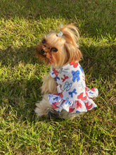 Load image into Gallery viewer, Coco modeling the ruffle details of the Sweet Liberty dress
