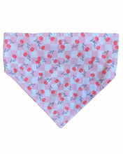 Load image into Gallery viewer, Rose pattern bandana with pink flowers on a checkered background