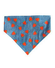 Load image into Gallery viewer, Denim bandana with strawberry pattern 
