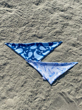 Load image into Gallery viewer, Reversible beach-themed dog bandana with whales and sailboats
