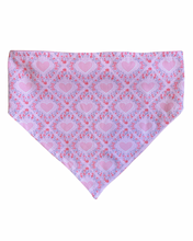 Load image into Gallery viewer, Dog bandana with pink hearts with flowers
